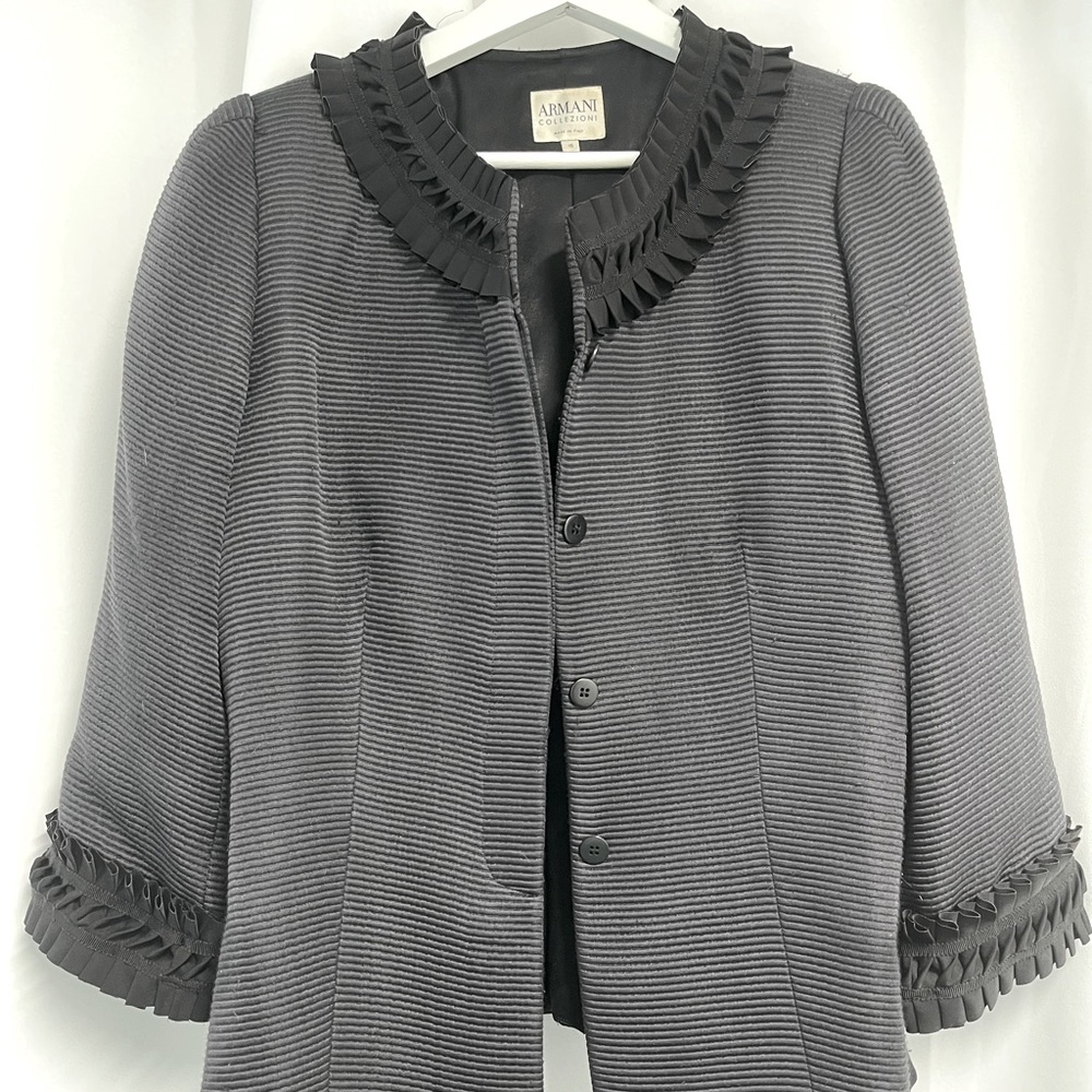 Armani Collezioni Blazer Jacket w/ Ruffled Detail